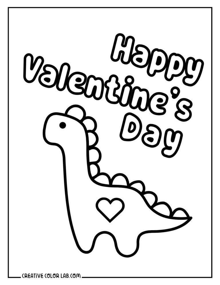 15 Printable Dinosaur Valentine Coloring Pages | Free PDFs