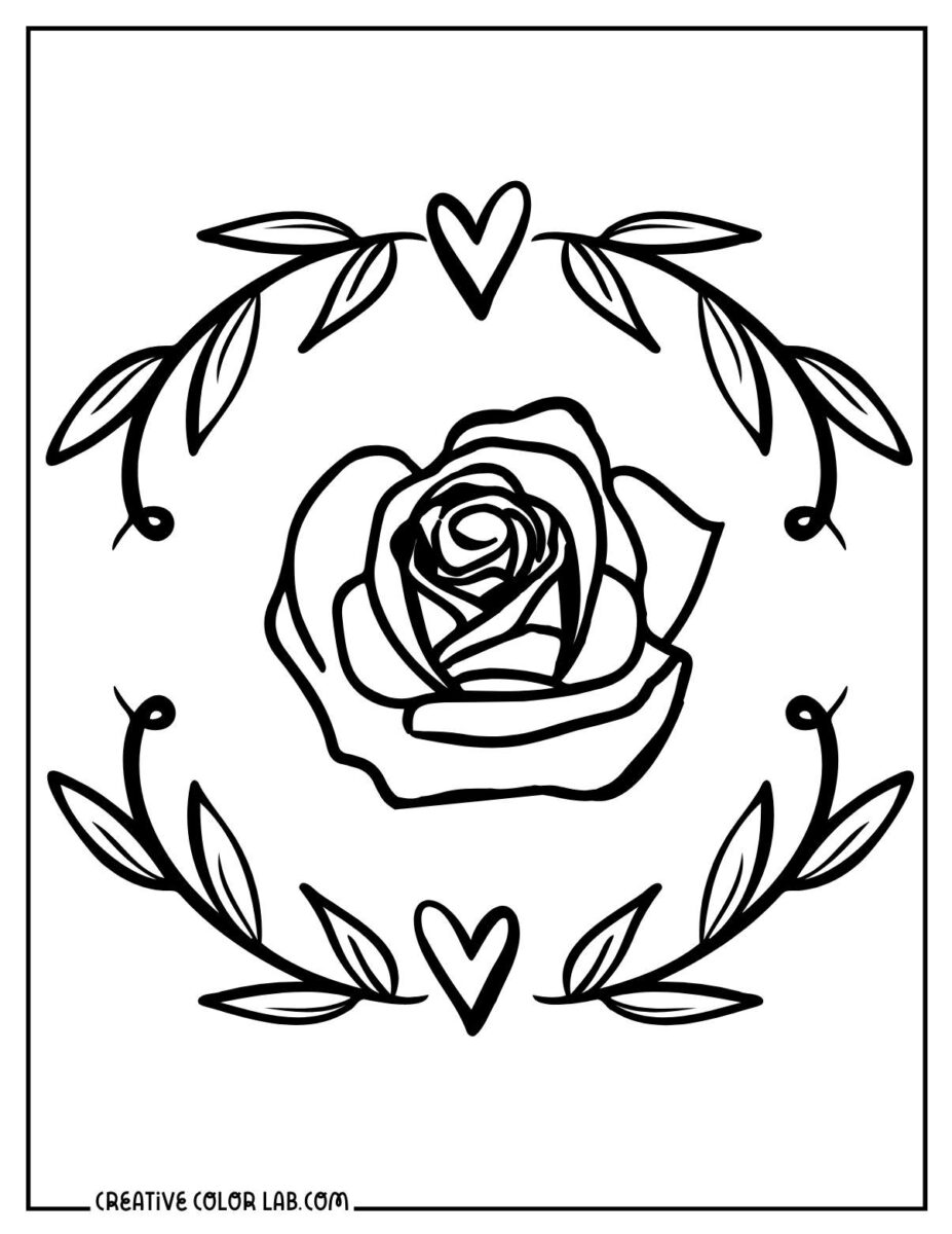 10 Rose and Heart Coloring Pages | Free PDF Printables
