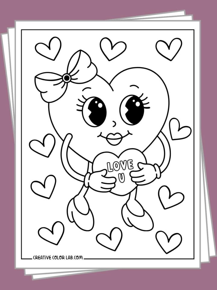 11 Candy Conversation Hearts Coloring Pages | Free PDF Printables