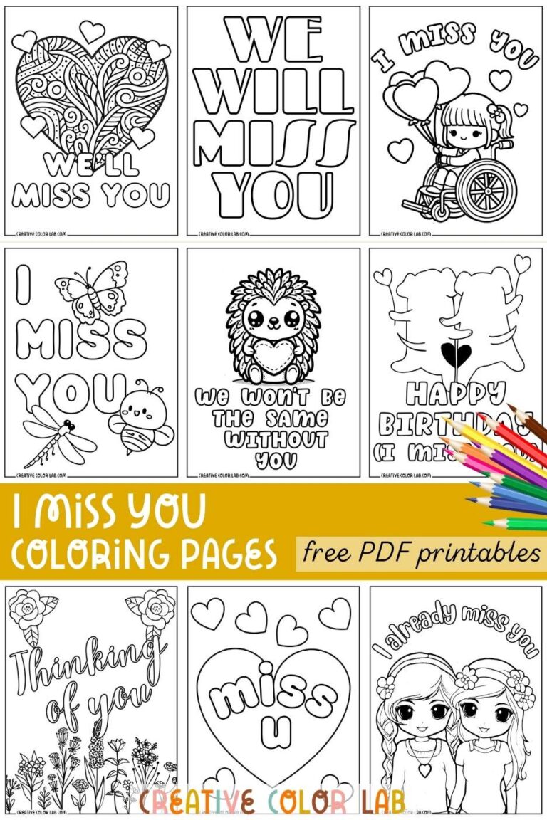 Printable Miss You Coloring Pages | Free PDF Downloads