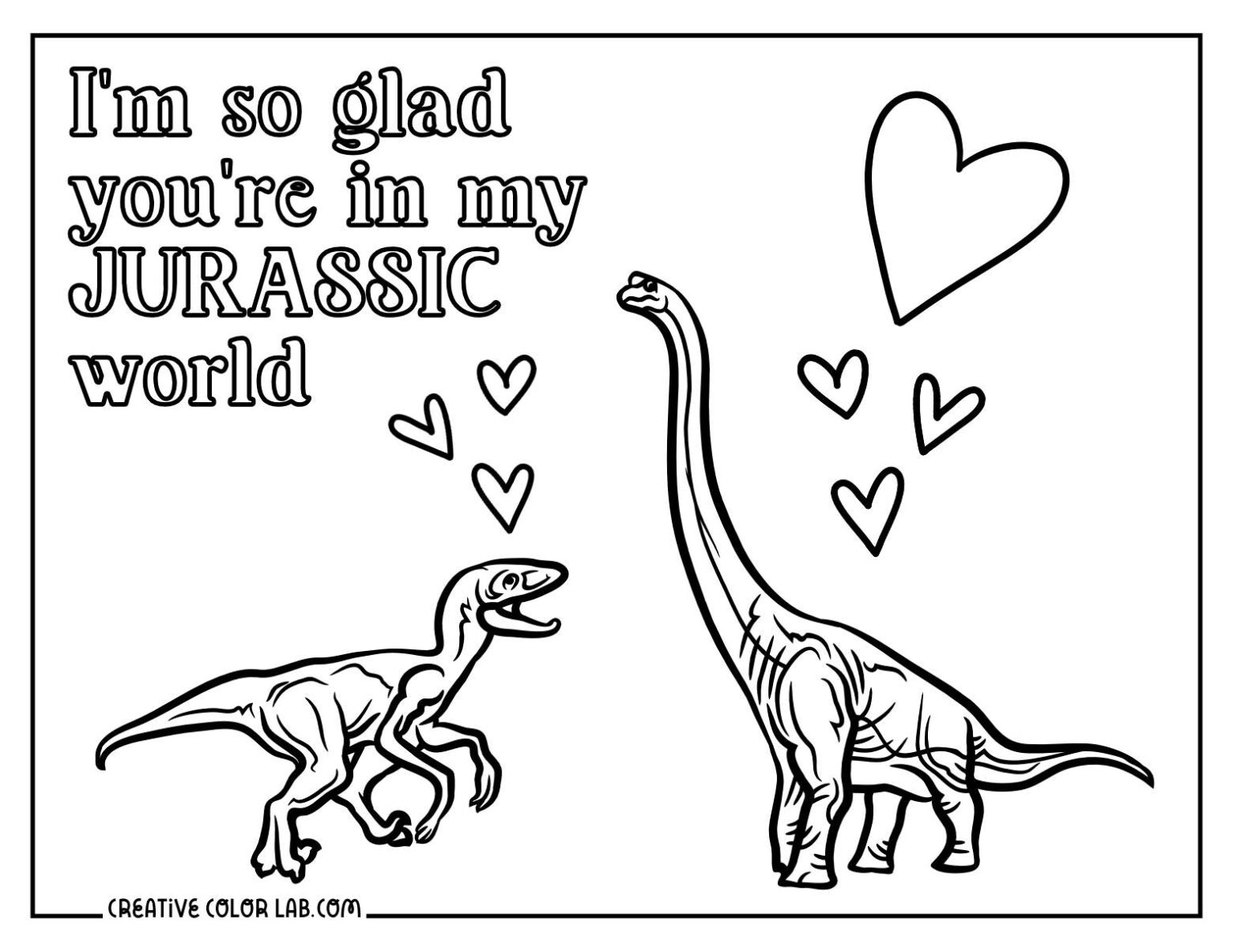 15 Printable Dinosaur Valentine Coloring Pages | Free PDFs