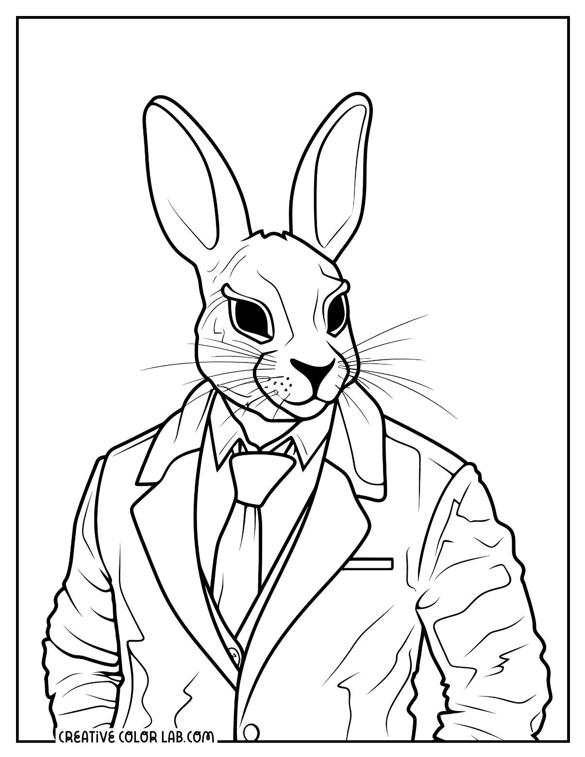 A person wearing a bunny costume coloring page.