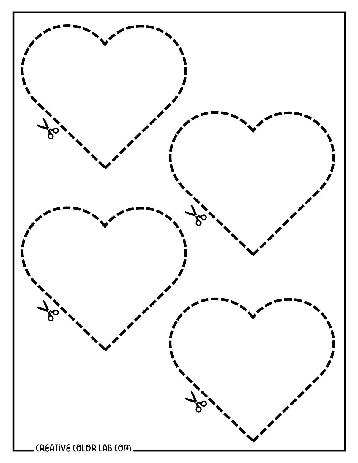 Free printable heart valentine template blanket to cut and color.