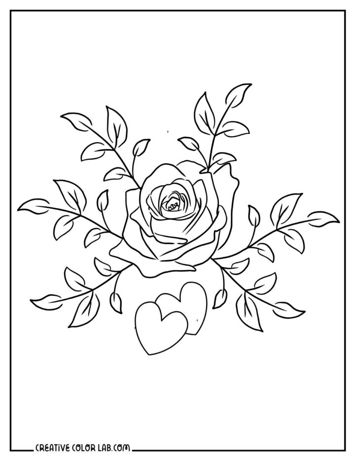 Free Rose and Heart Coloring Pages | PDF Printables