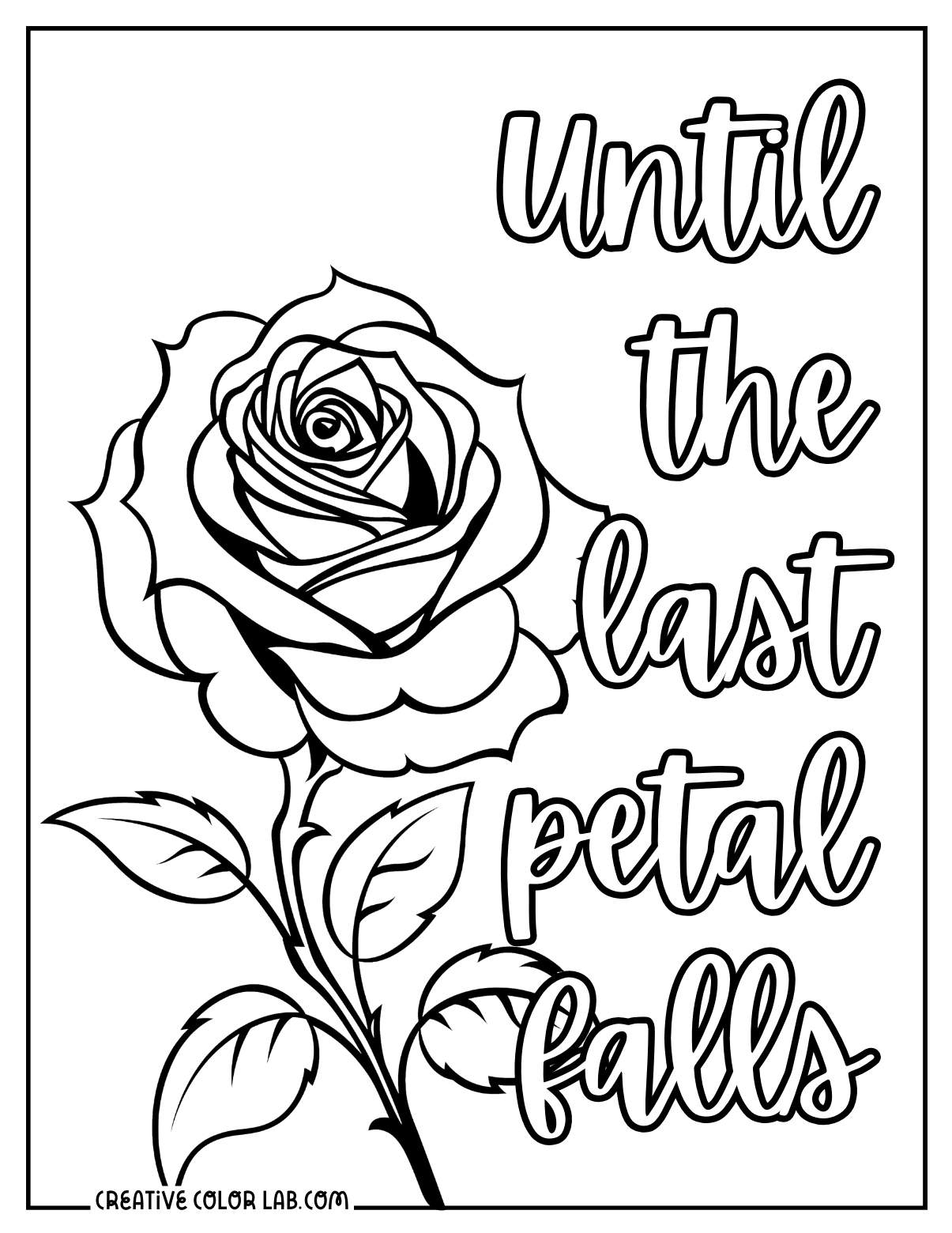 Rose quote from Beauty and the beast coloring page.