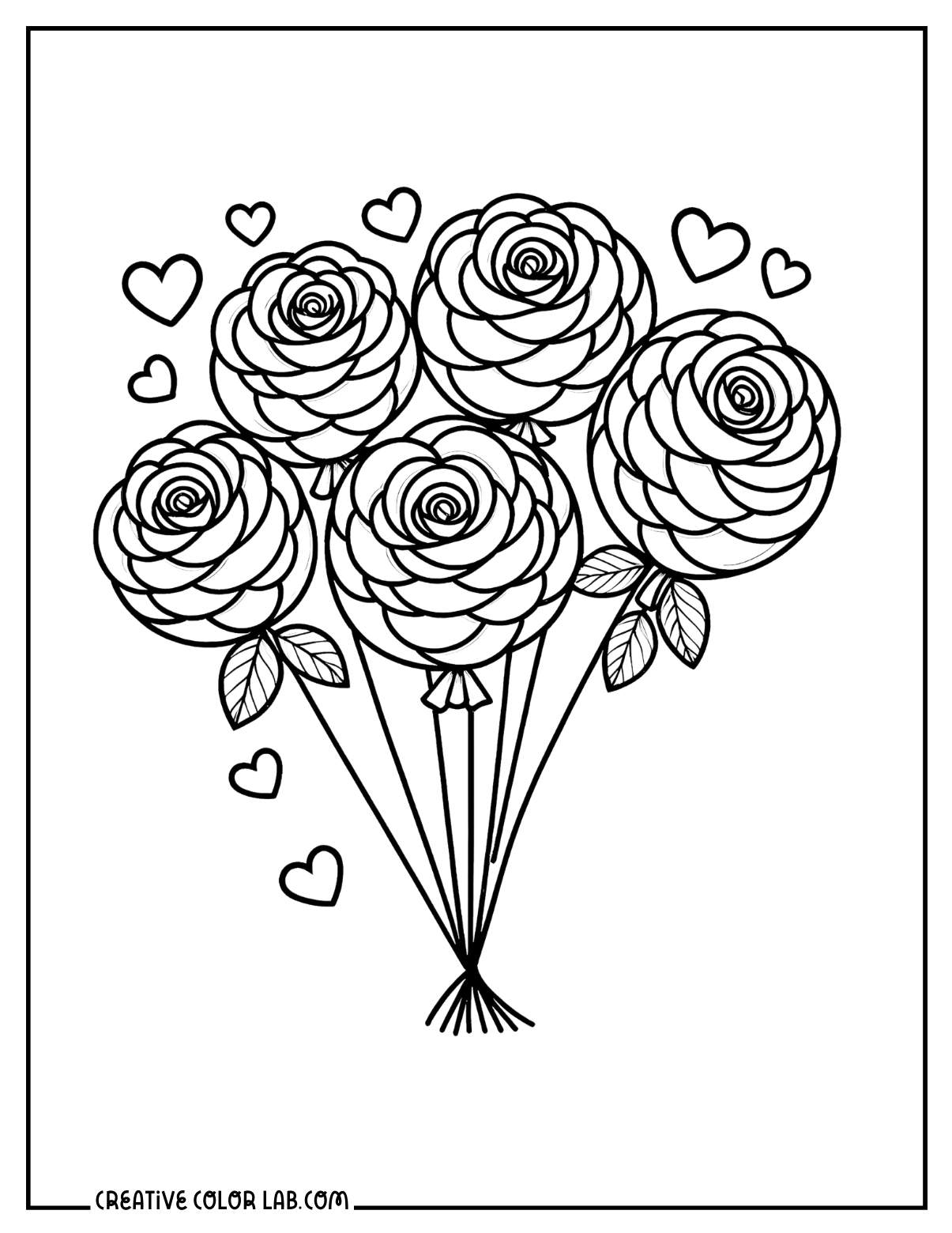 Rose balloons coloring page.