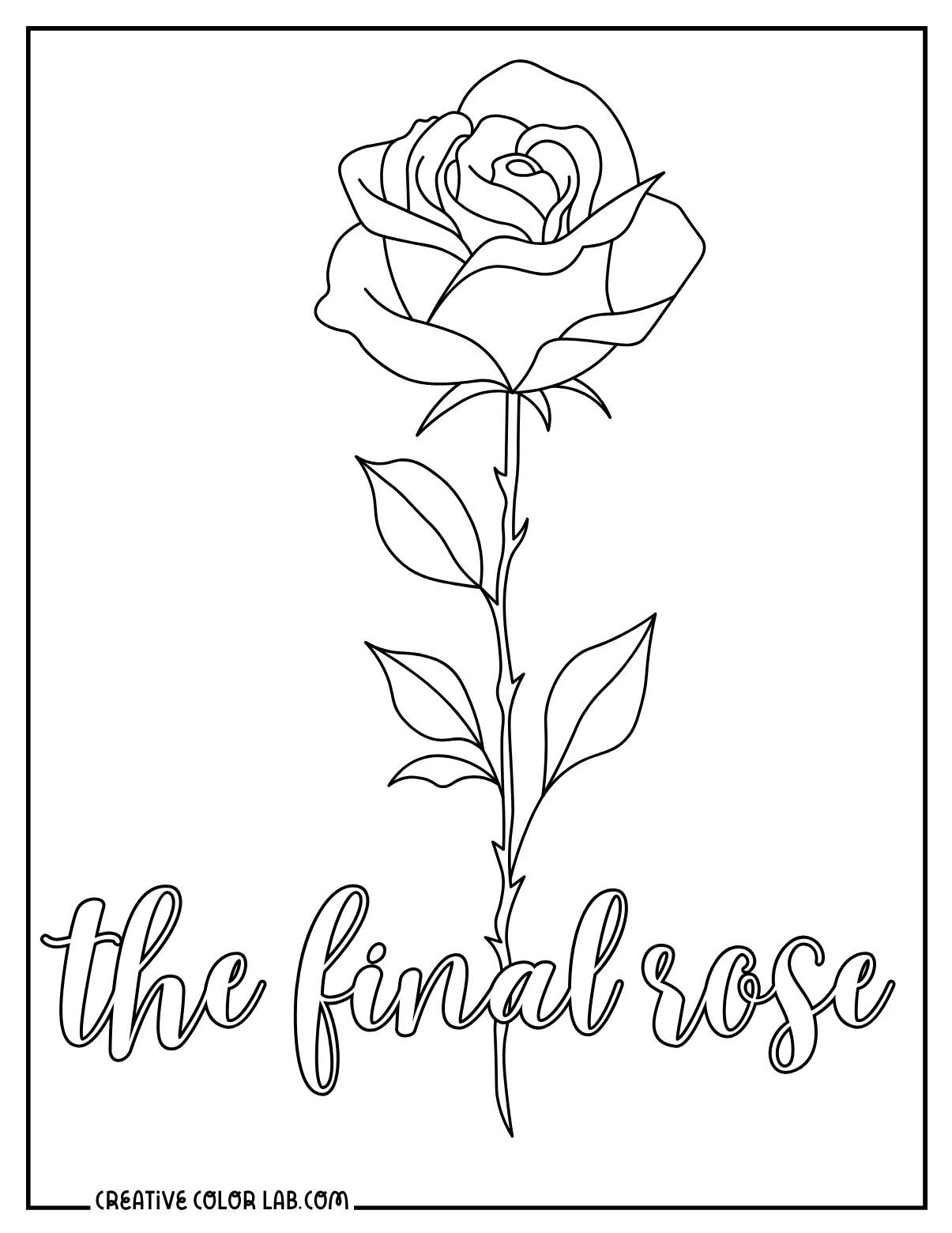 Free printable "the final rose" coloring page from the Bachelor.