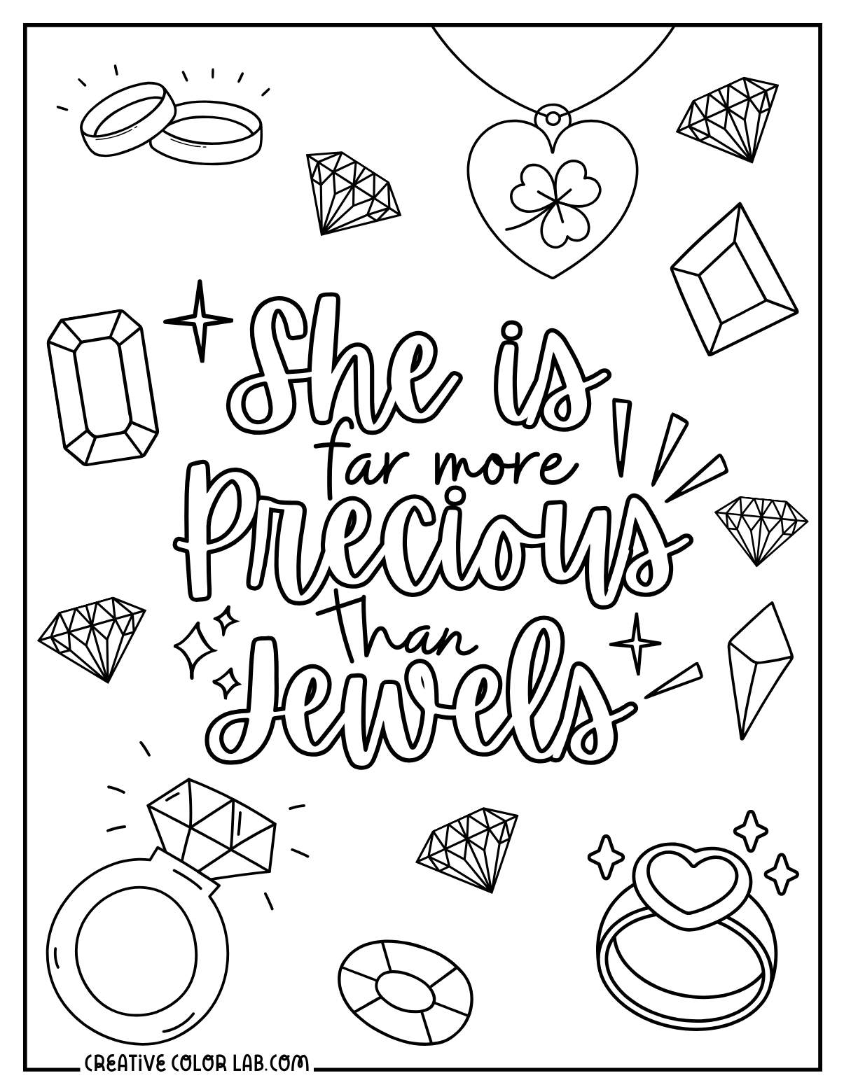 Bejeweled bible coloring page for women.