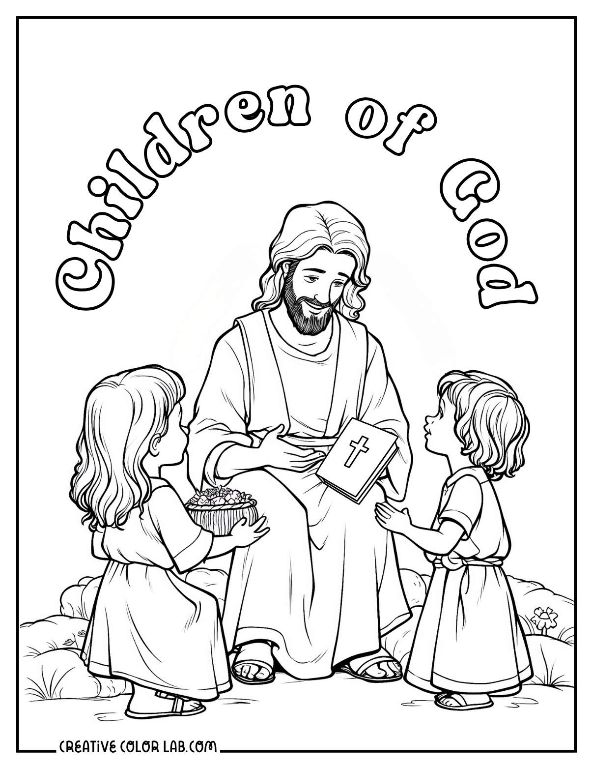 Children of god coloring page for kids.