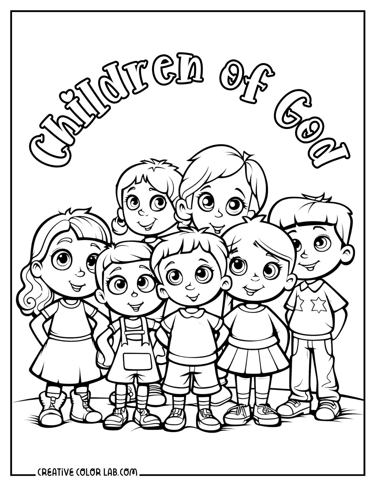 Children of god coloring page for kids.