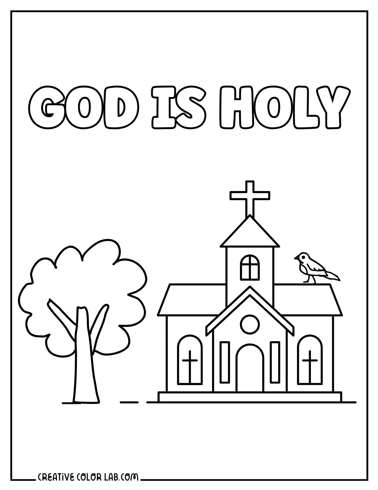 Simple church outline to color for kids.