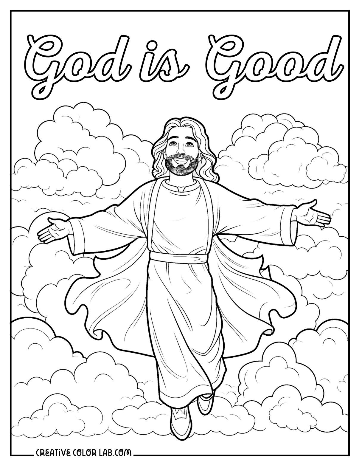 God is good illustration to color.