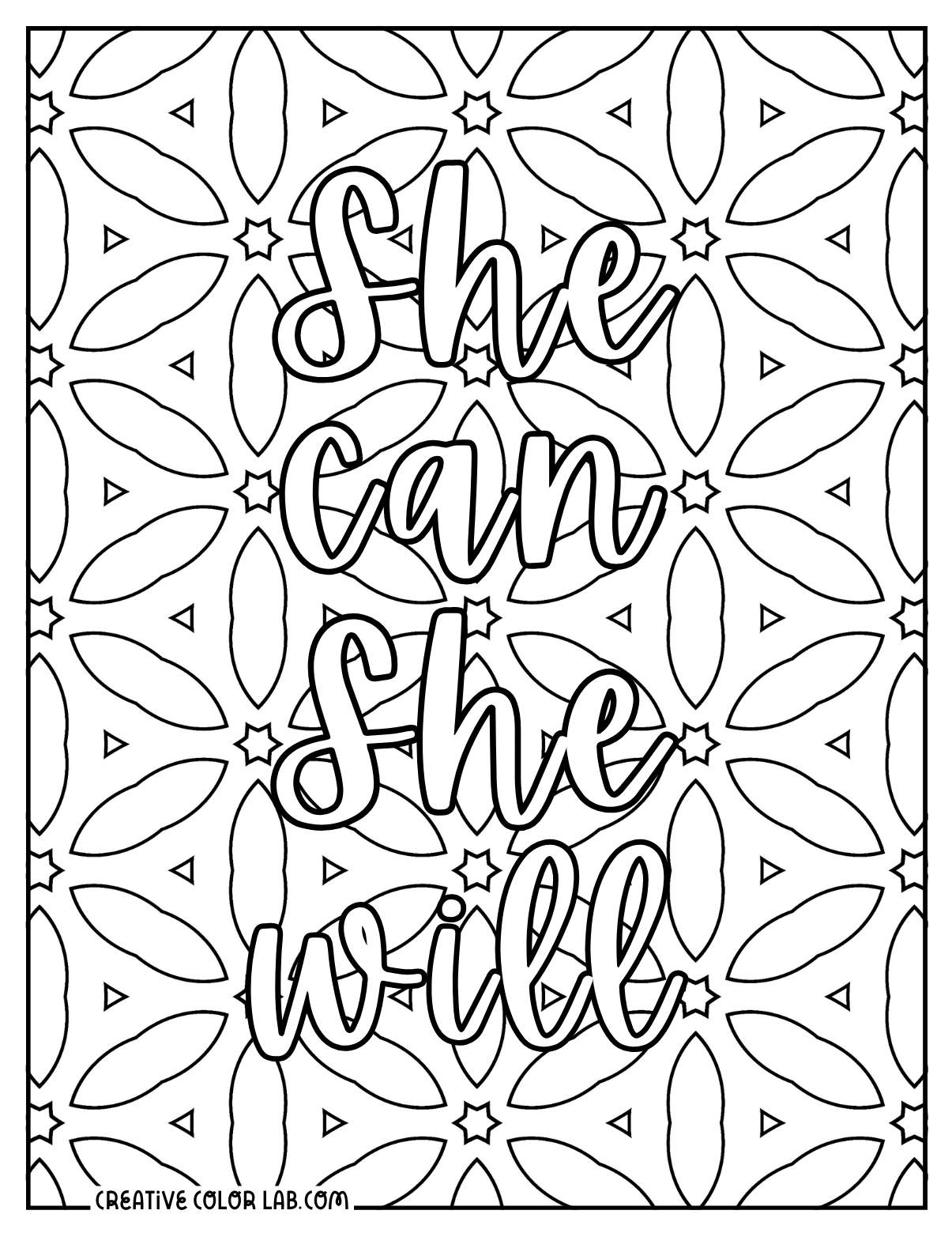 Christian quote coloring sheet for women.