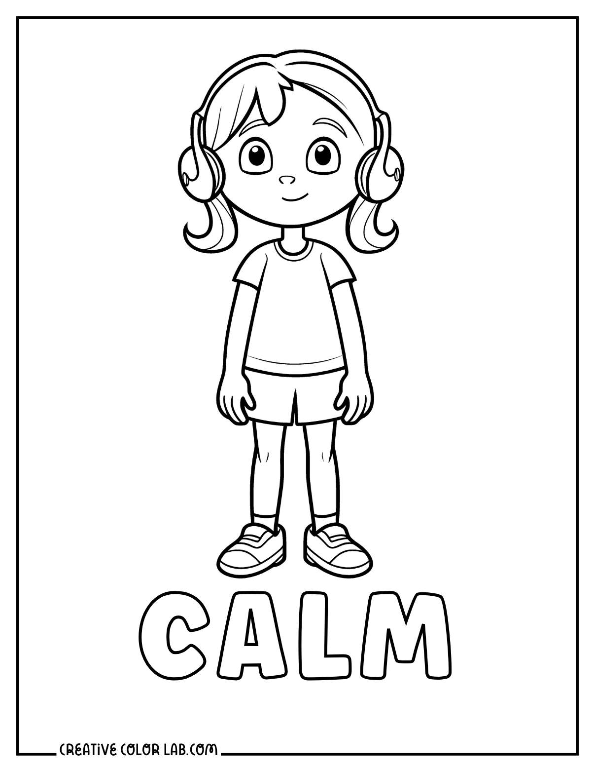 Coloring sheet feelings about being calm.