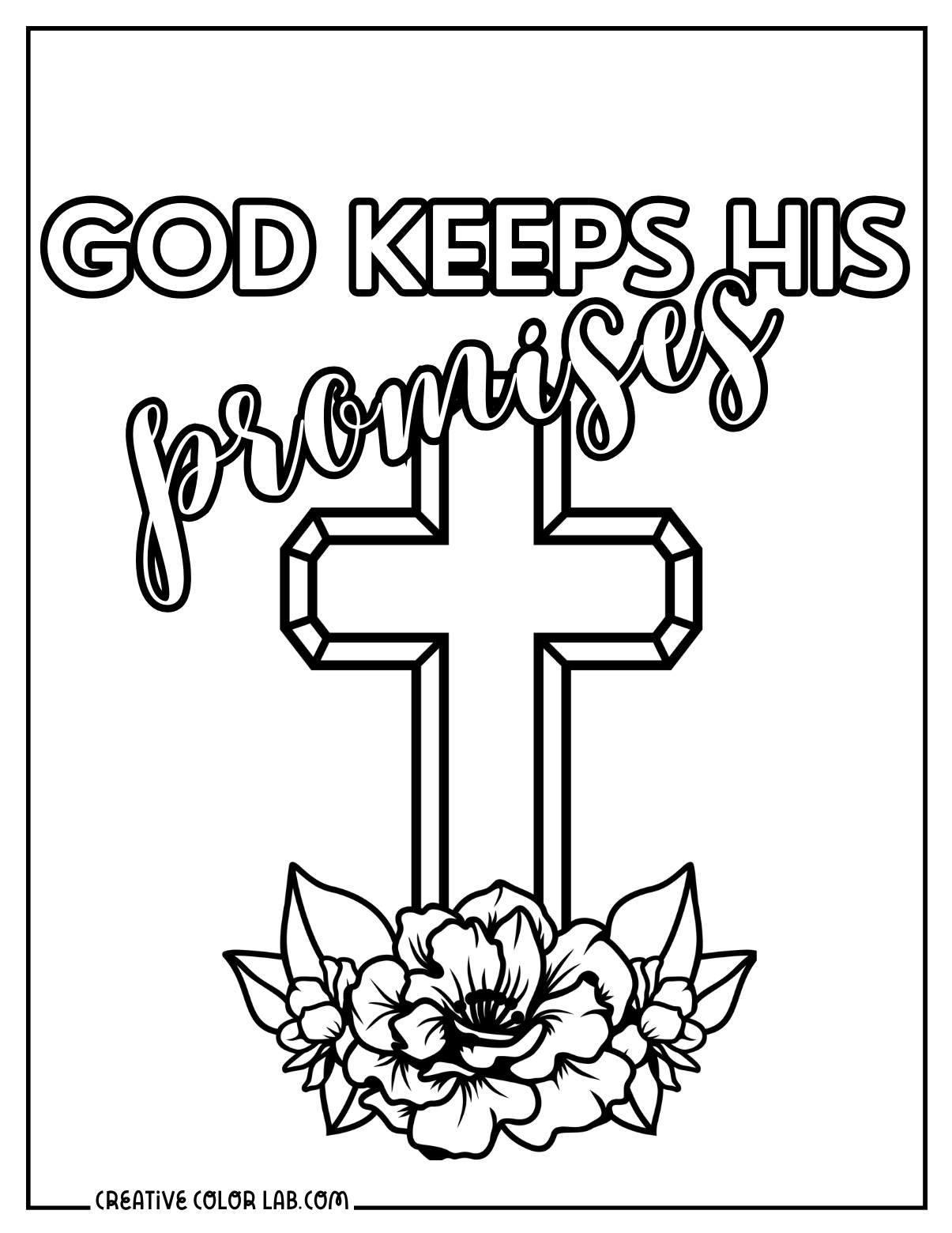 God keeps his promises cross coloring page.