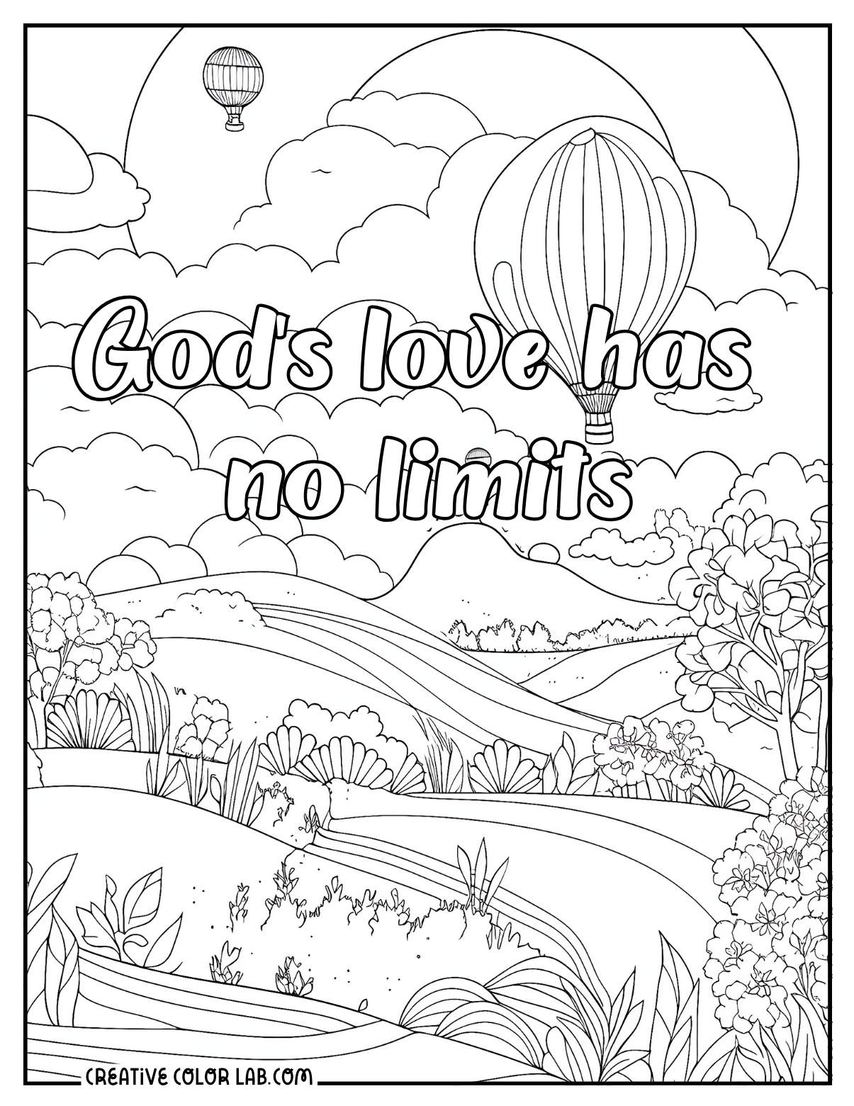 God's love coloring sheet for adults.