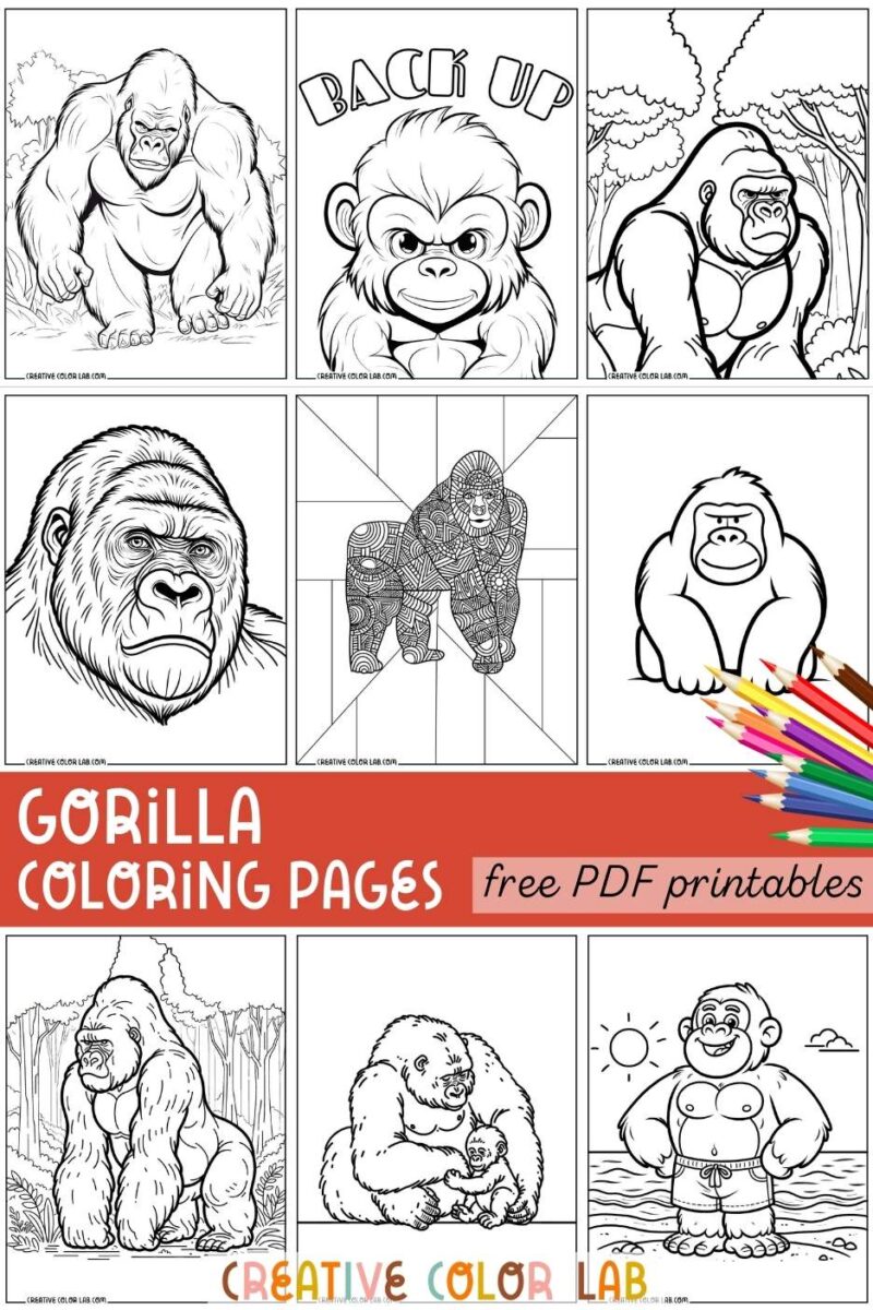 10 Gorilla Coloring Pages | Free PDF Printables