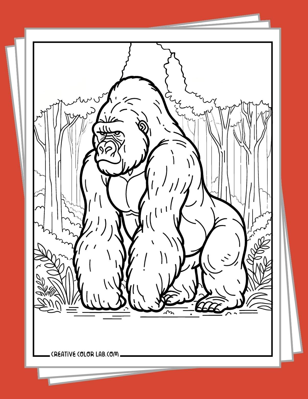 Free, Printable Gorilla Coloring Pages