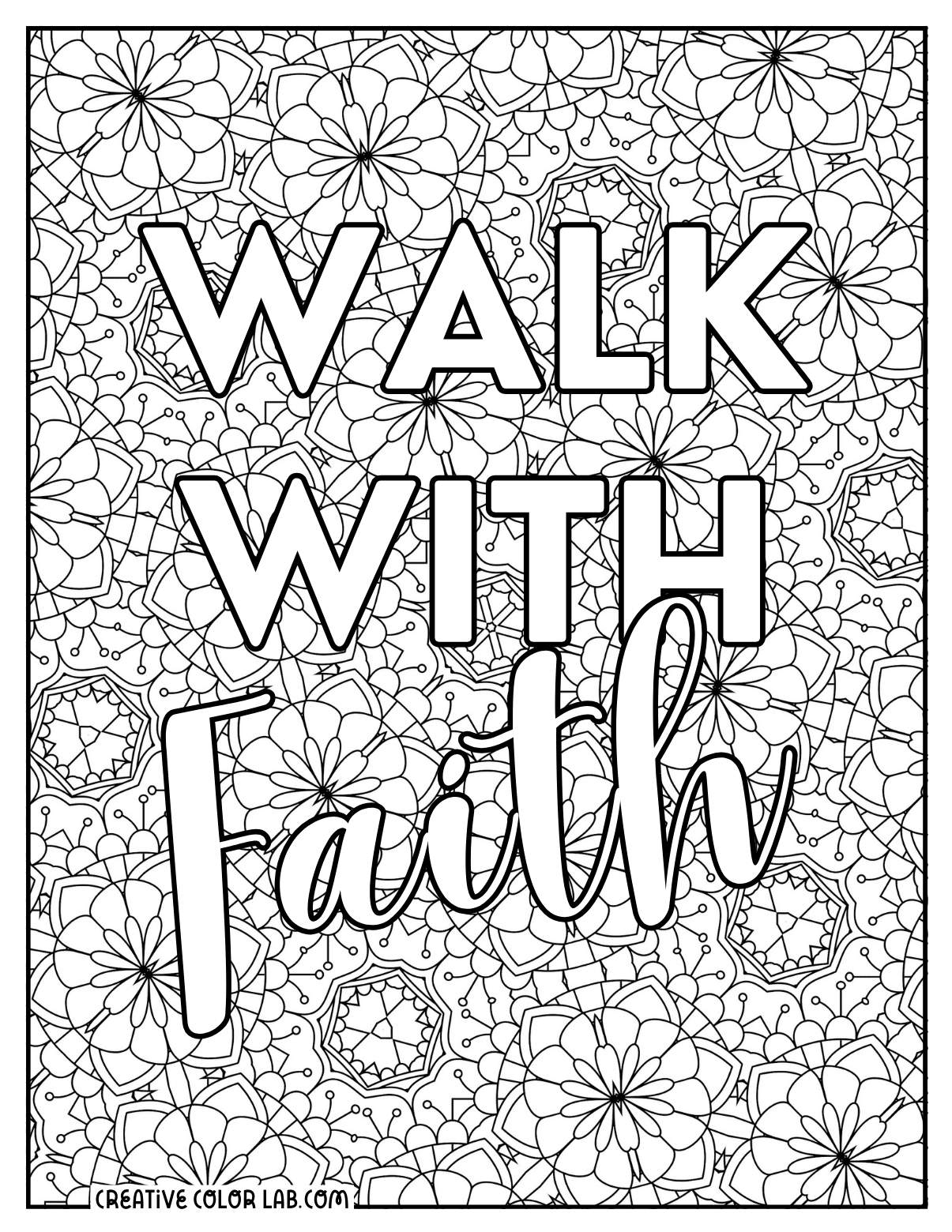 Intricate floral gospel coloring sheet for adults,