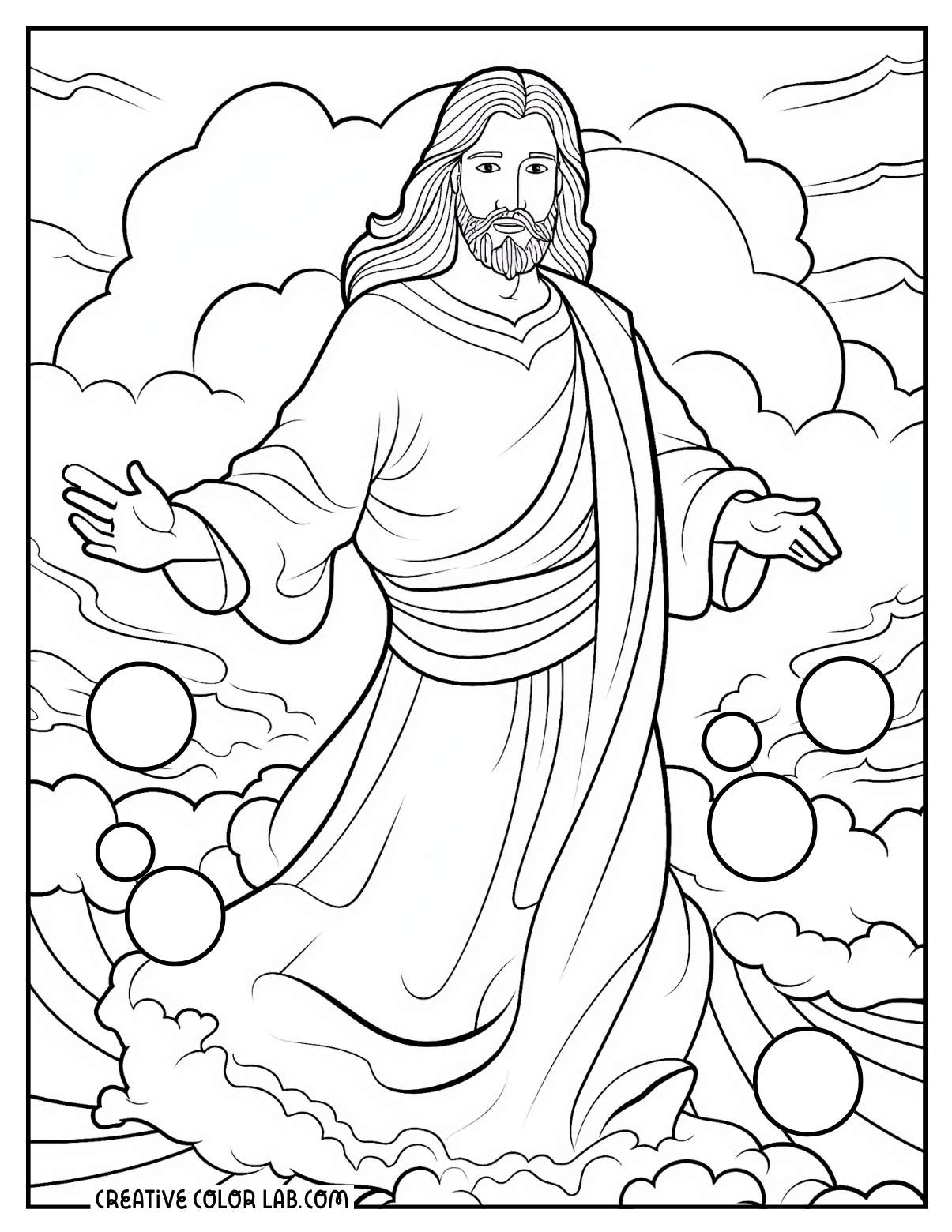 Jesus the messiah walks on water coloring page.