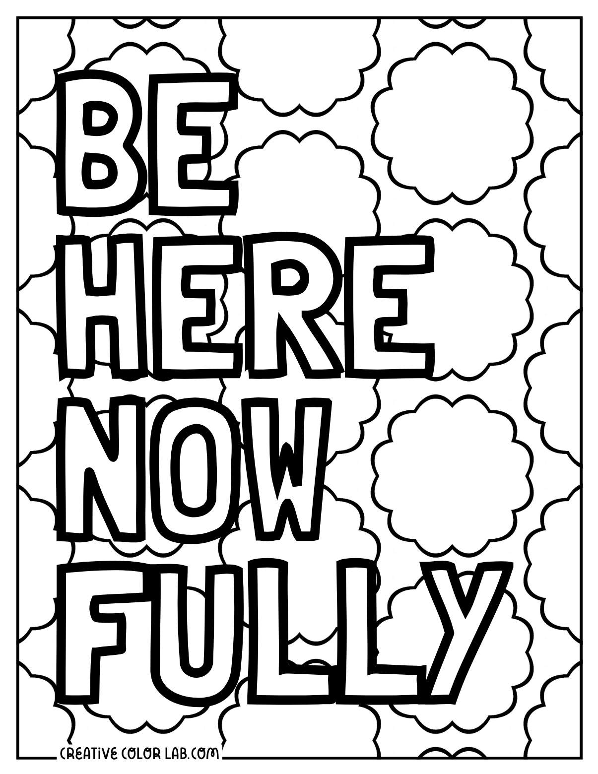 Mindfulness coloring page for middle school.