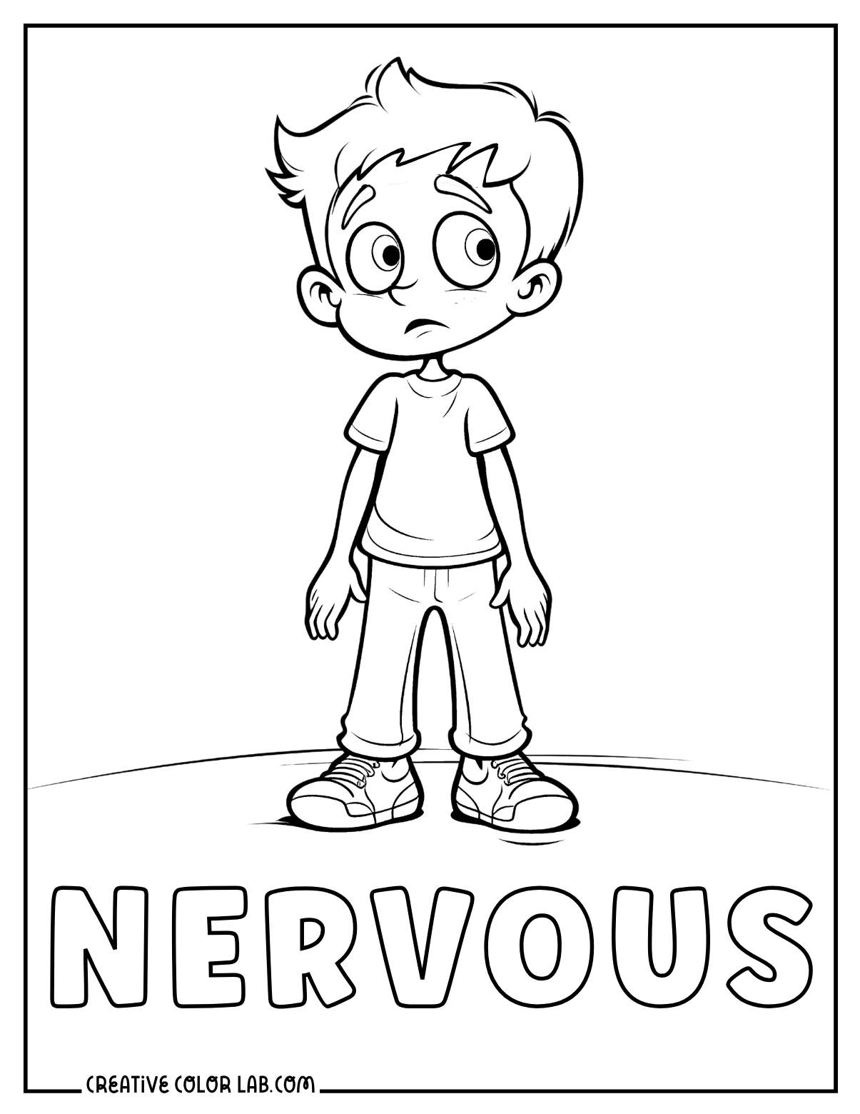 Feeling nervous coloring page.