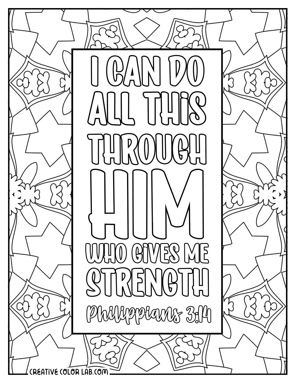Philippians bible verse free coloring page for adults.