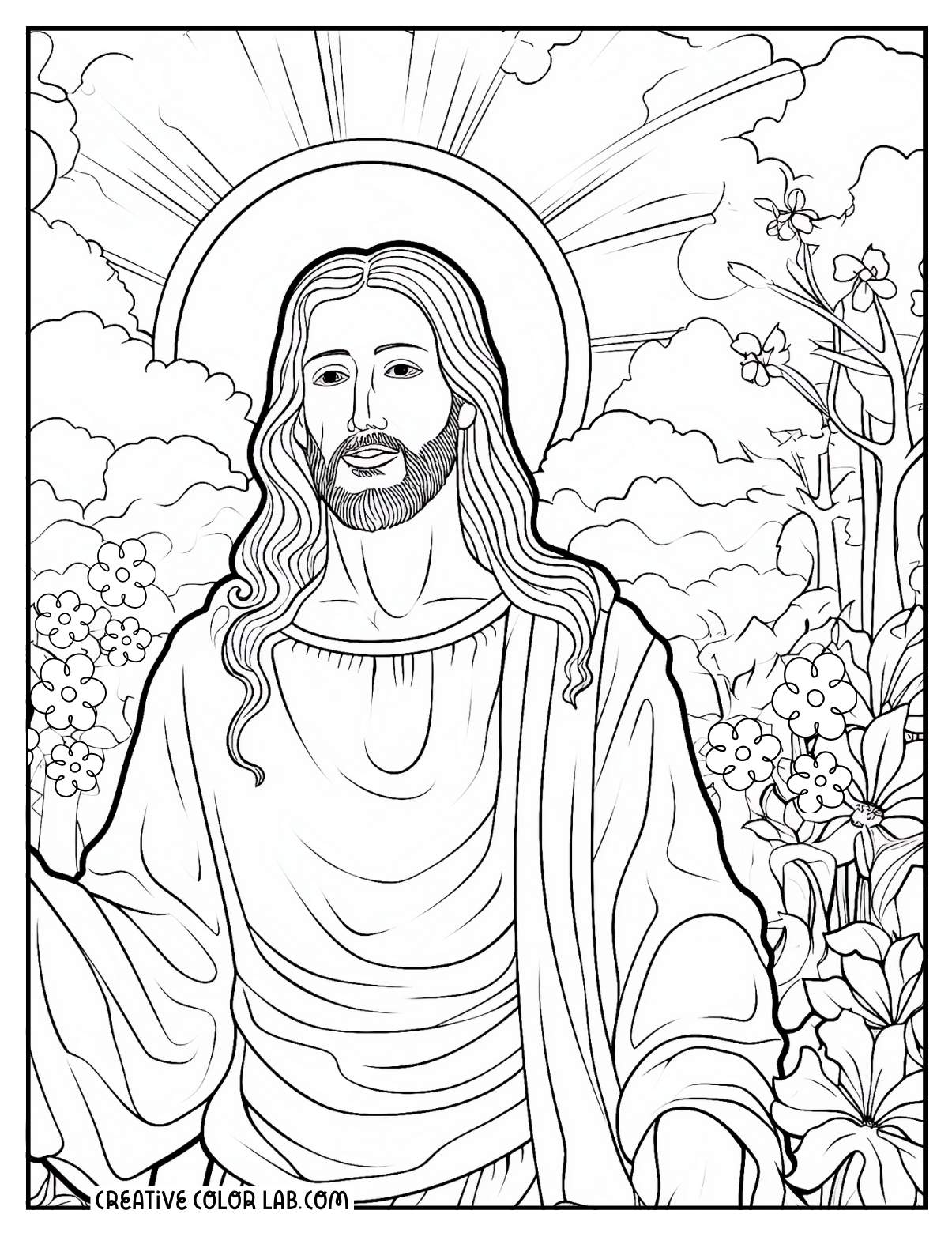 Resurrection of Jesus easter coloring page for adults.