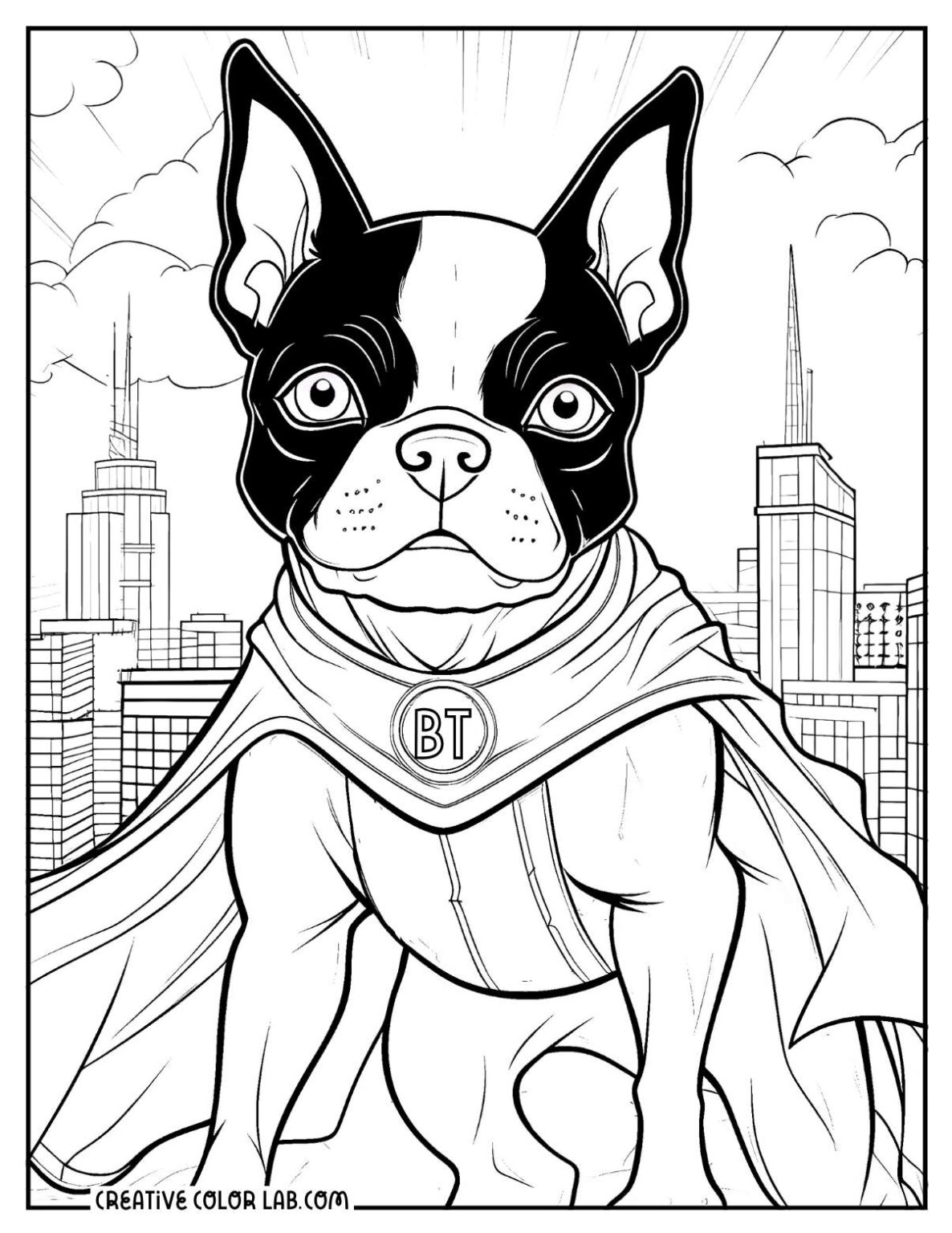 Boston Terrier Coloring Pages Free, Printable PDFs