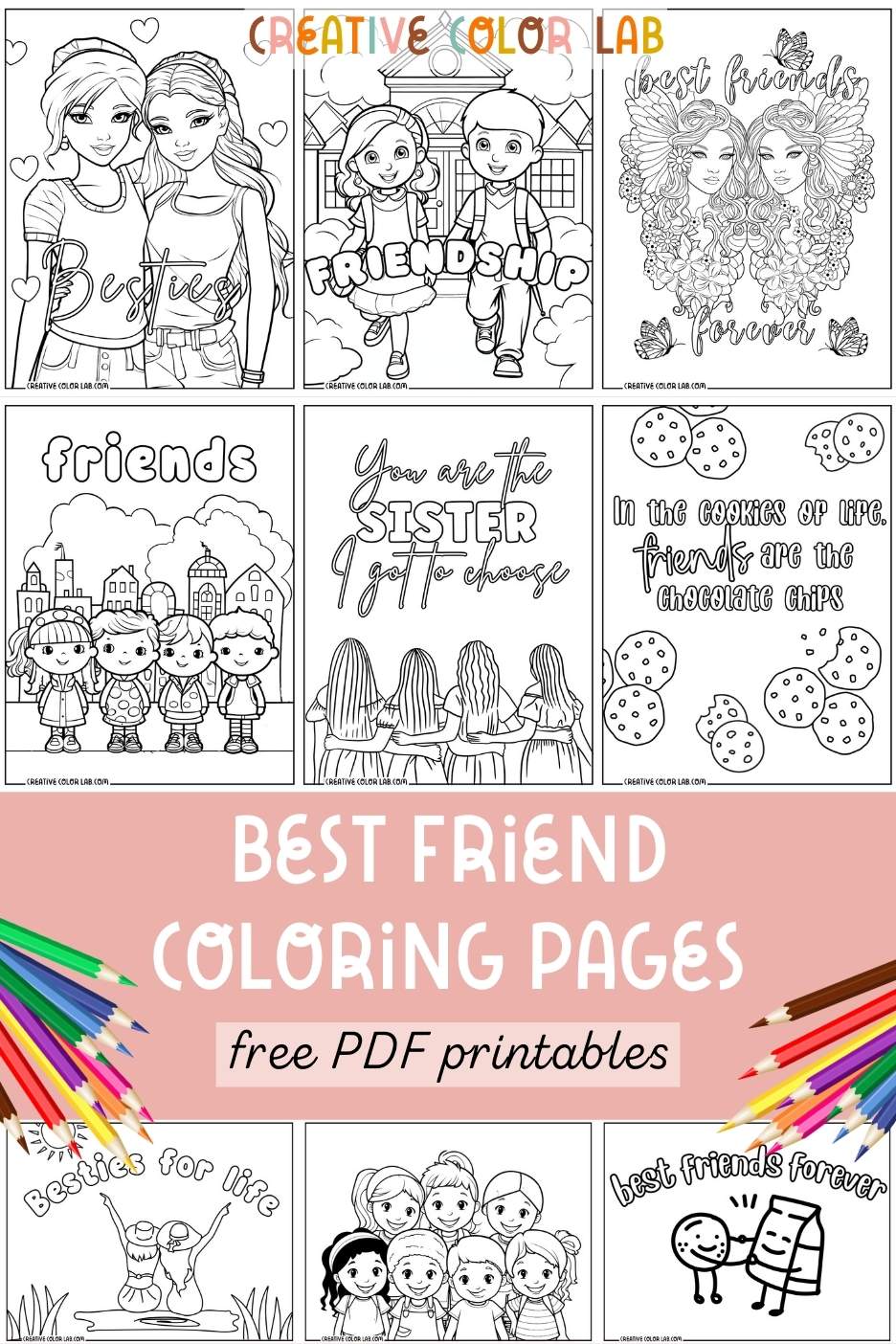 Collection of free printable best friend coloring pages to download.