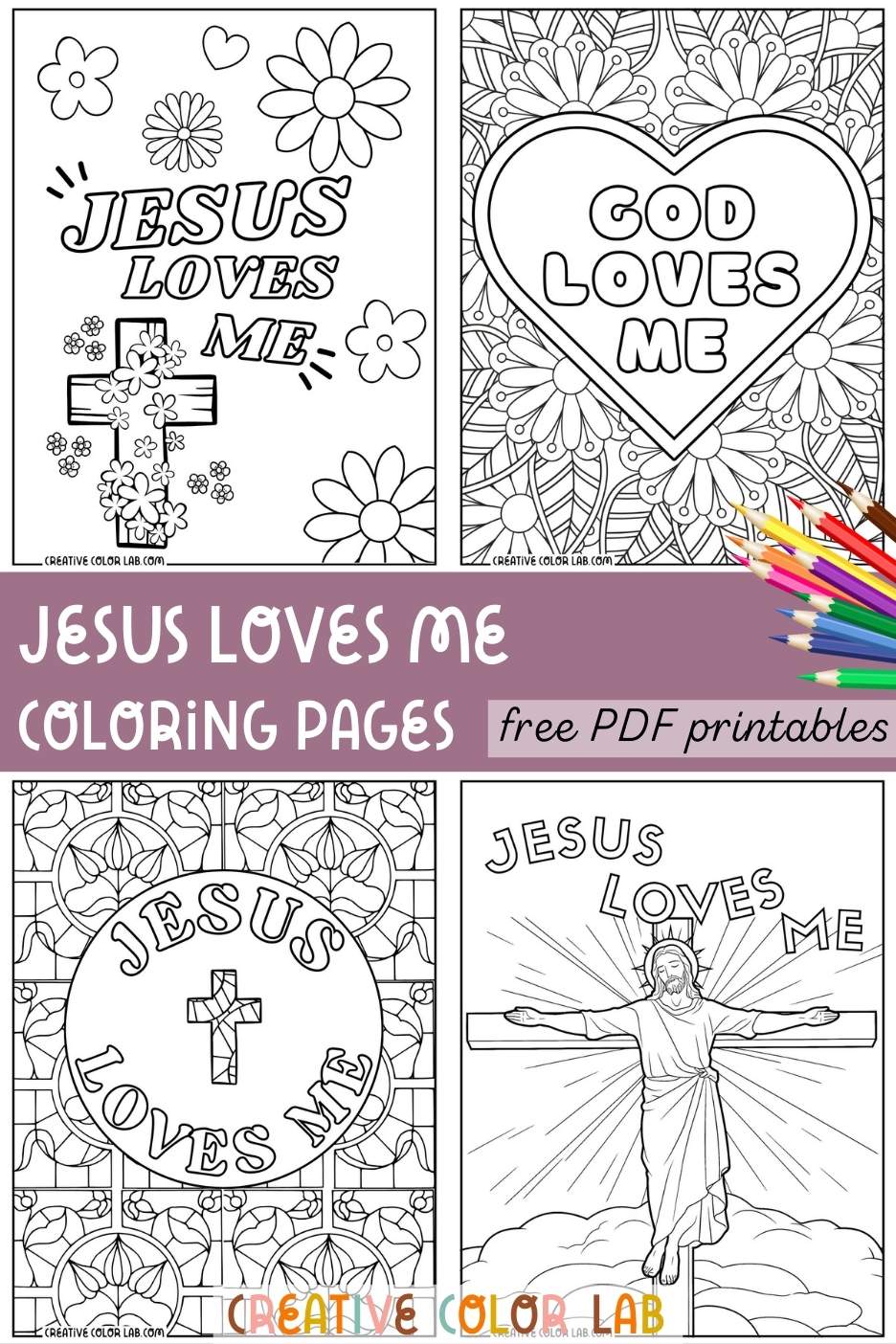 Collection of free printable jesus loves me coloring pages.