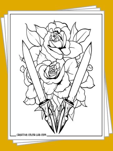 Printable detailed tattoo coloring pages.