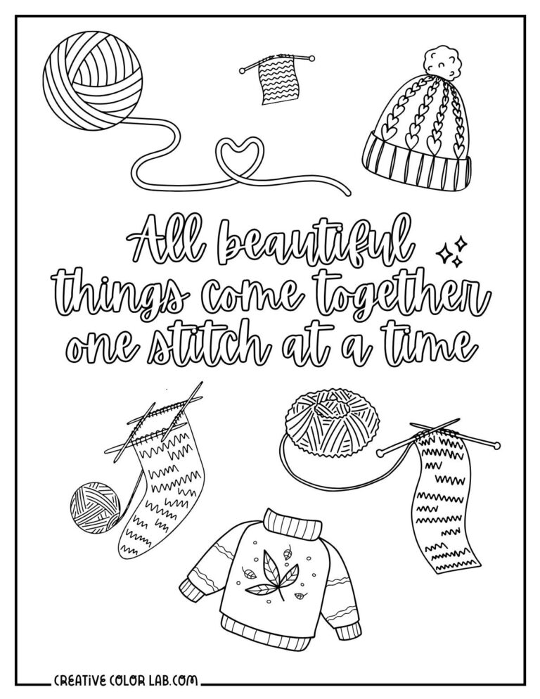28 Knitting Coloring Pages | Free PDF Printables