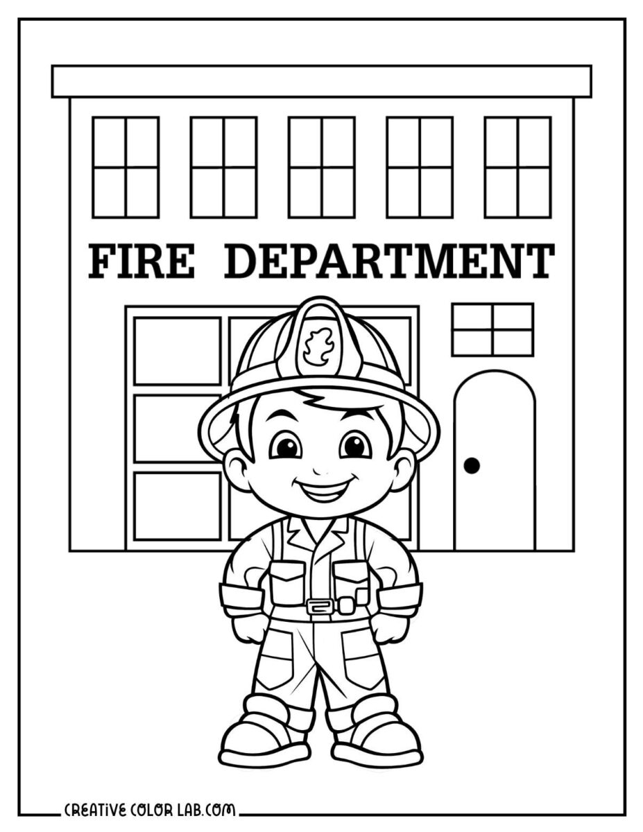 20 Firefighter Coloring Pages - Fire Department Line Art To Color For Kids 927x1200