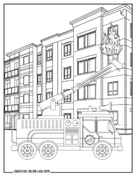 Fire Pic Building Coloring Printable Fire Truck Coloring Pages