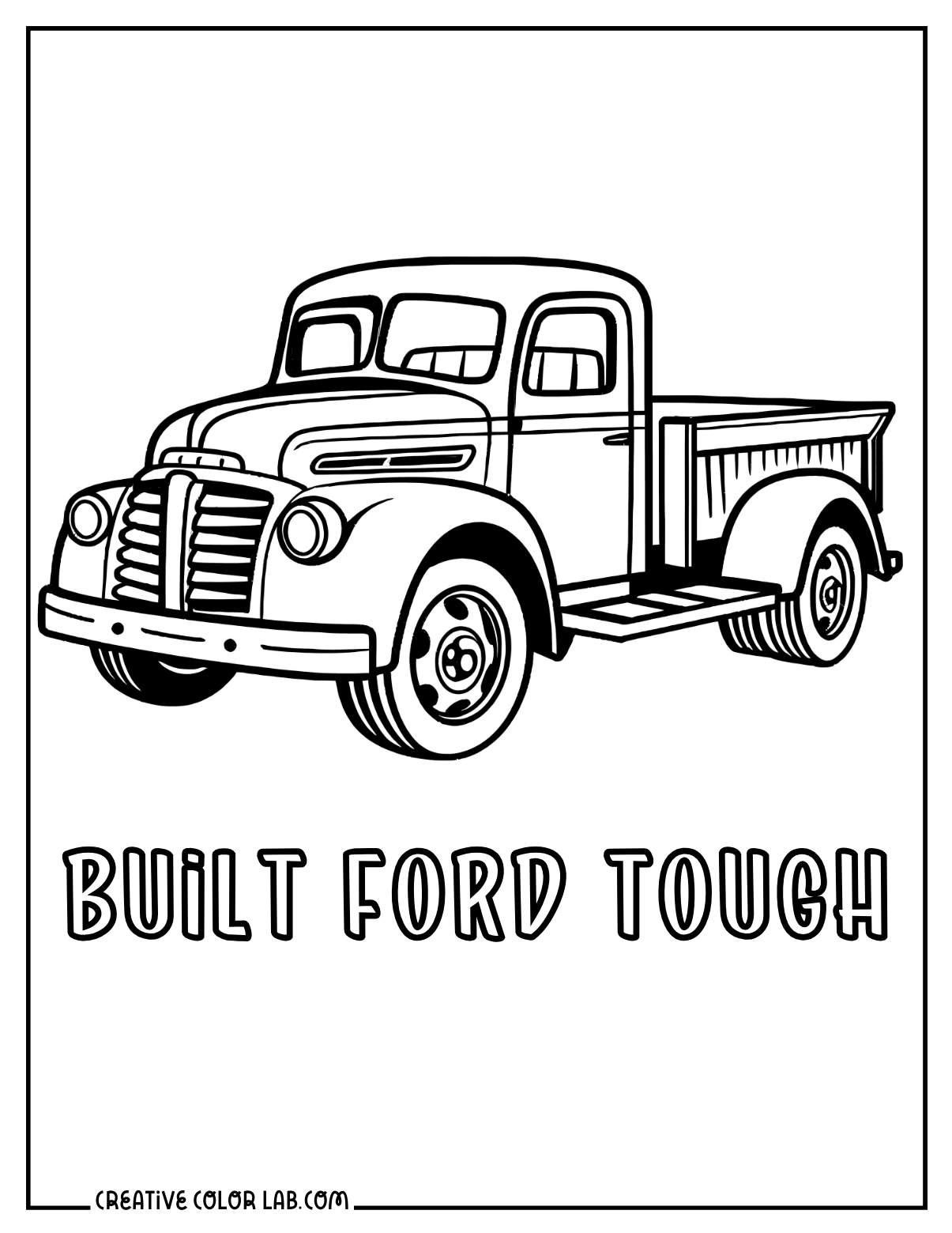 Vintage ford pickup truck outline to color.