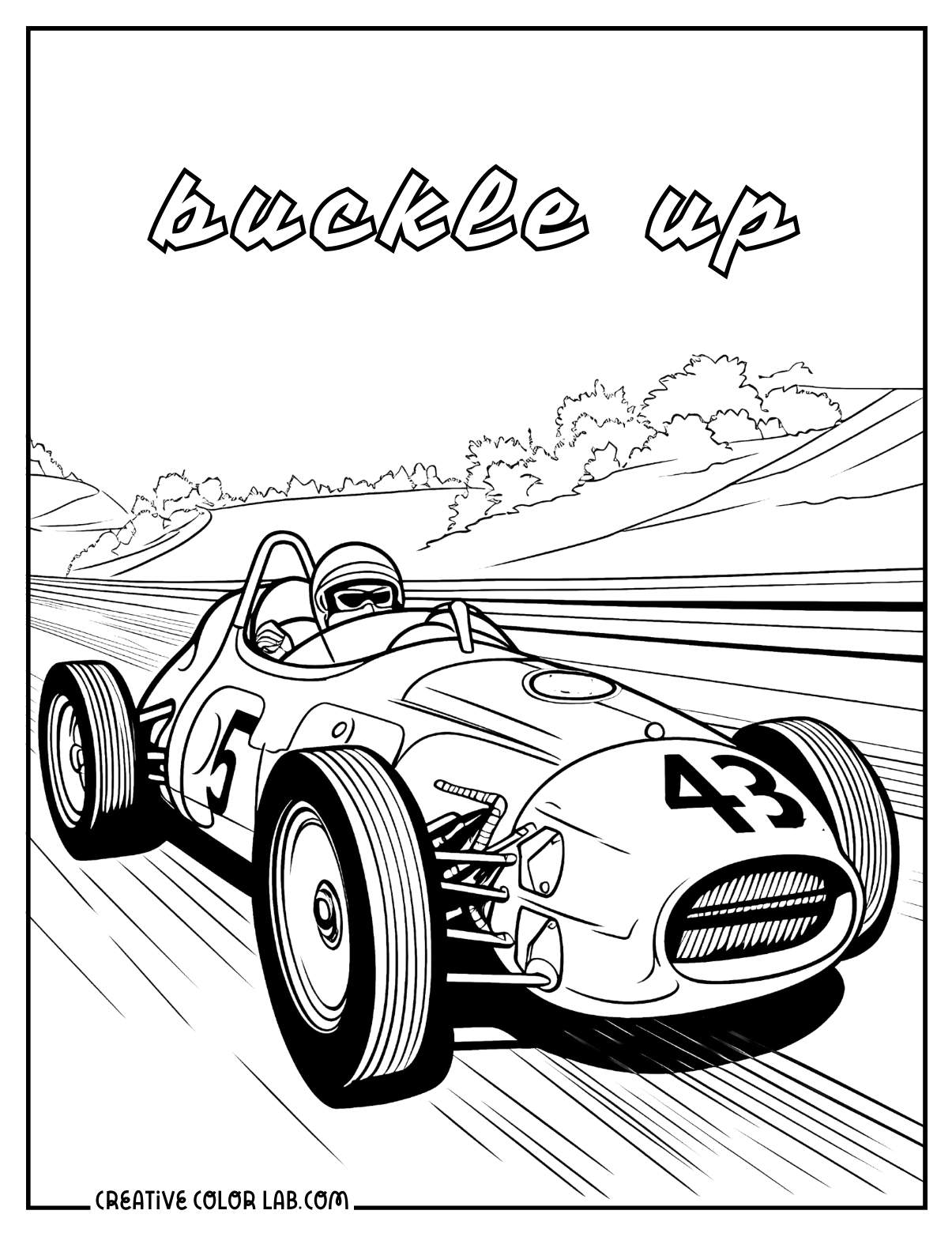 Vintage racing car coloring page.