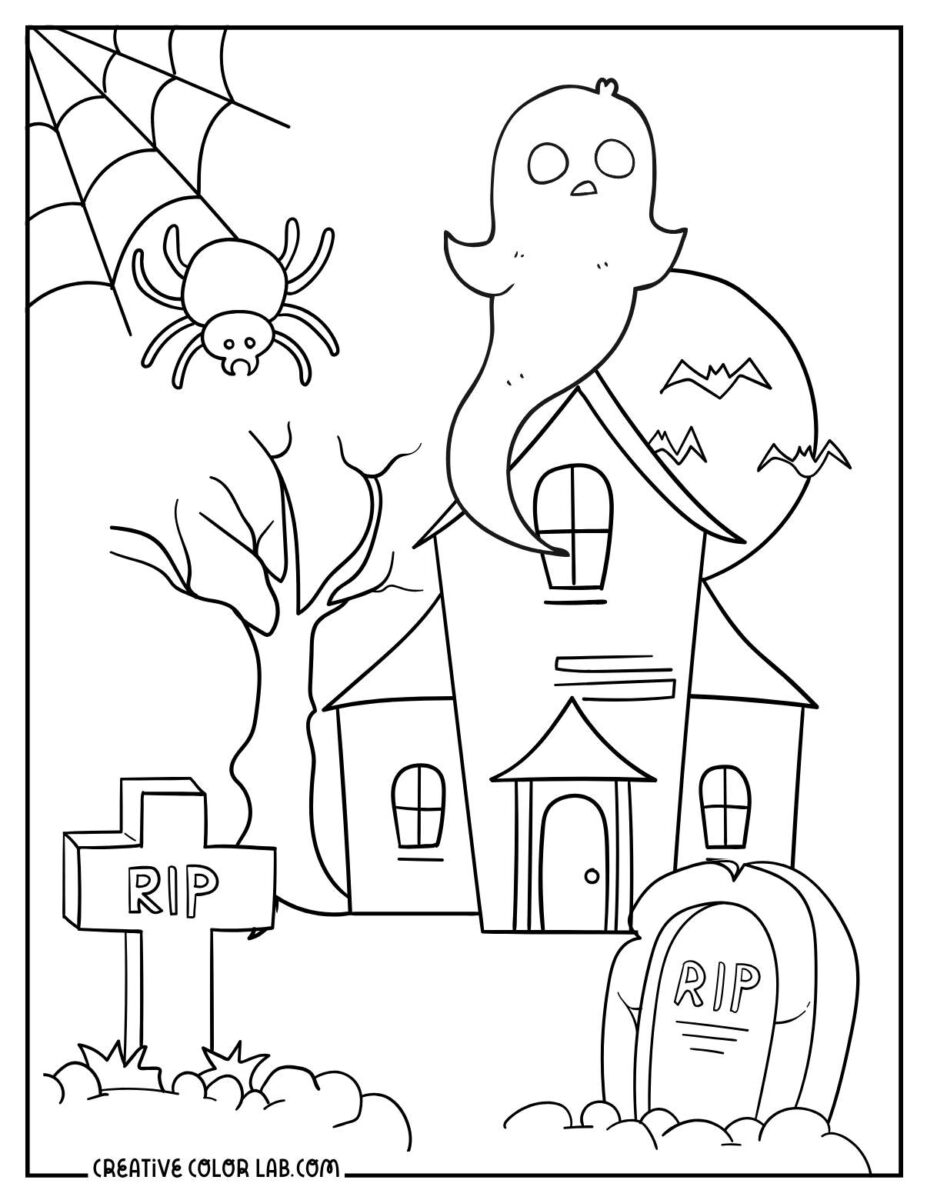 Printable Haunted House Coloring Pages