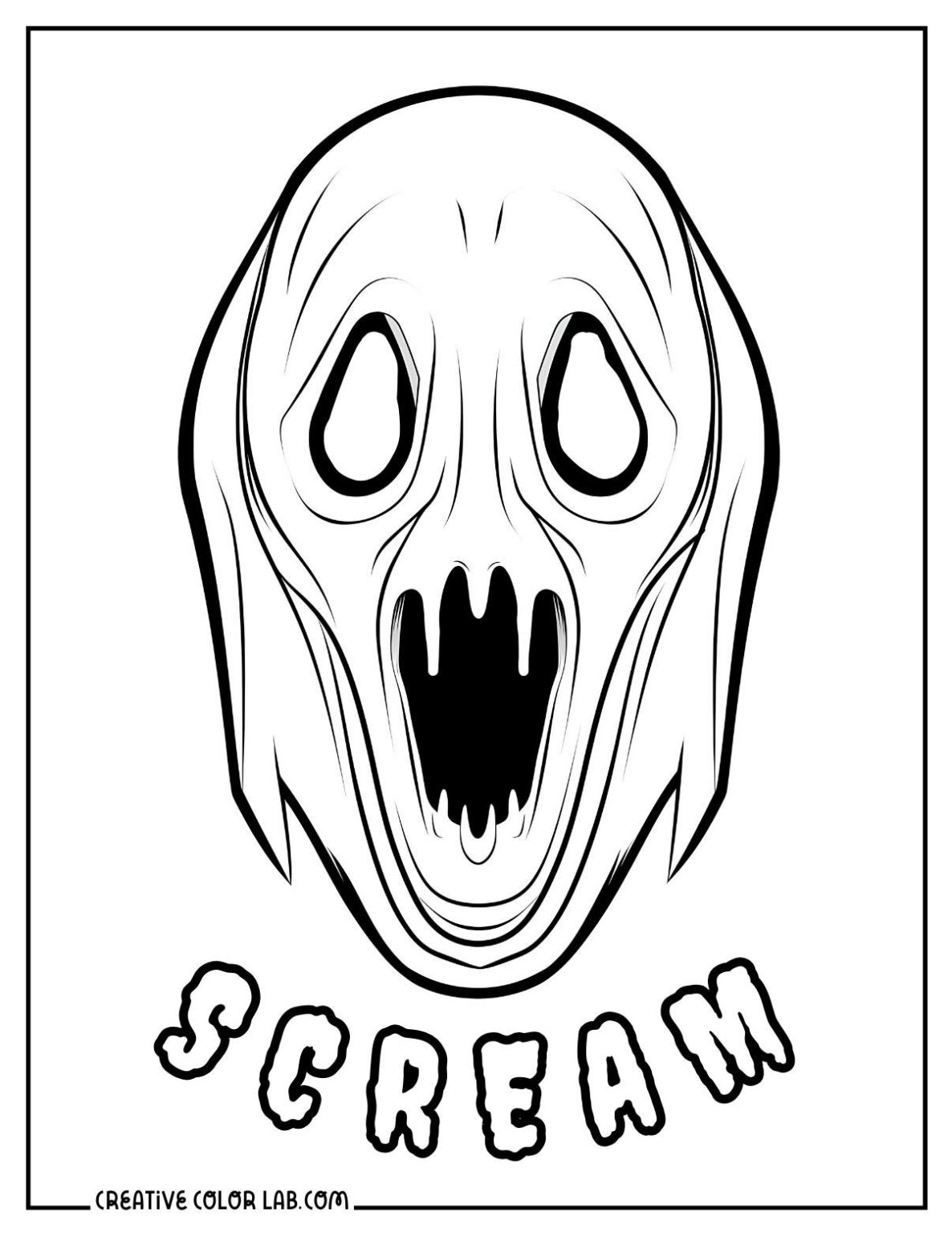 10 Ghostface Coloring Pages Free - Scream Movie Mask Coloring Sheet 1186x1536 