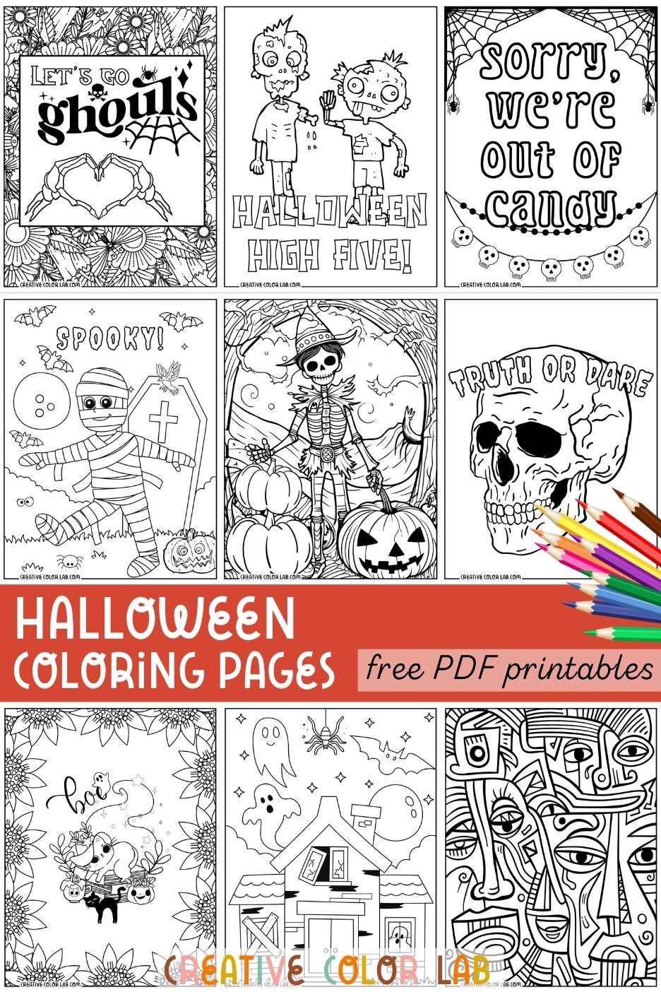 Collection of free printable halloween coloring pages to download.