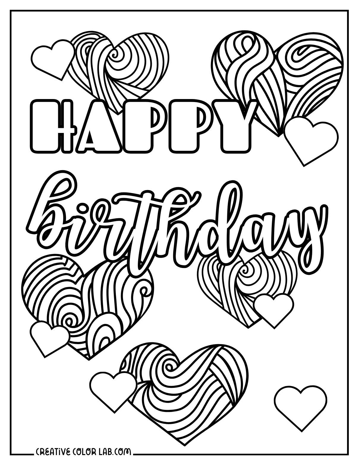 Printable Happy Birthday Coloring Pages For Adults Birthday Coloring