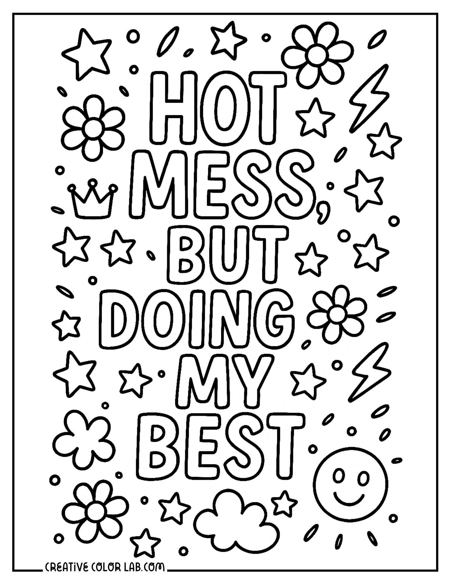 Cute motivational doodles to color.