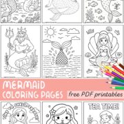 Grid pin of mermaid coloring pages.