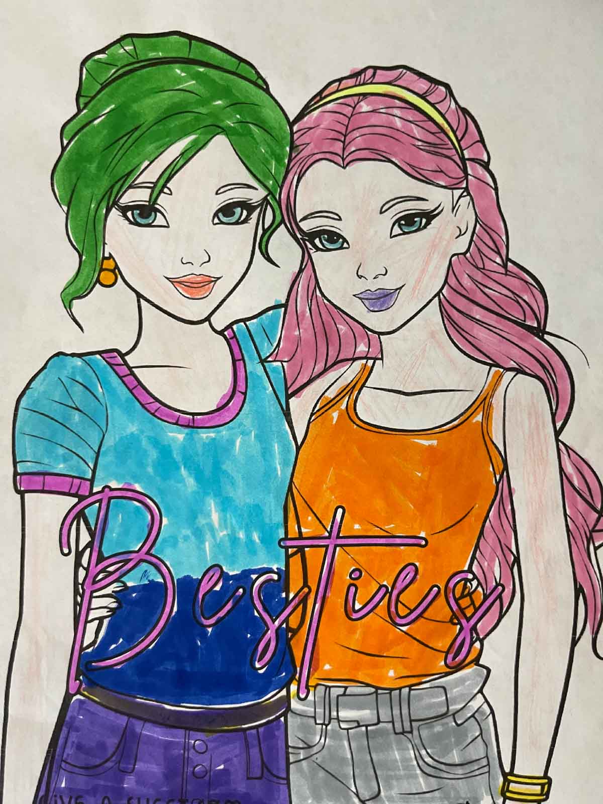 Colored bff coloring page.