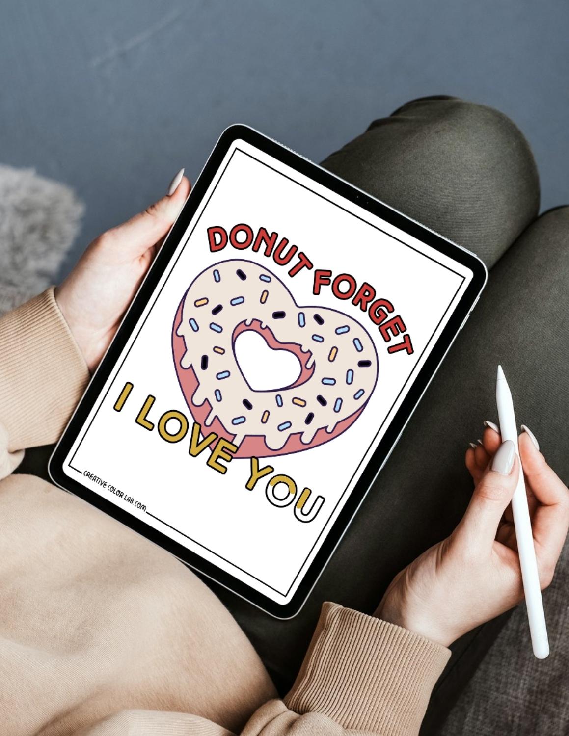 Coloring page being digitally filled in on an ipad.