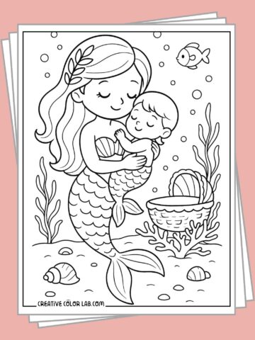 Printable mermaid coloring pages.