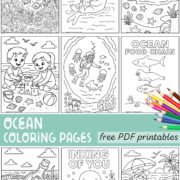 Grid image of ocean coloring pages.
