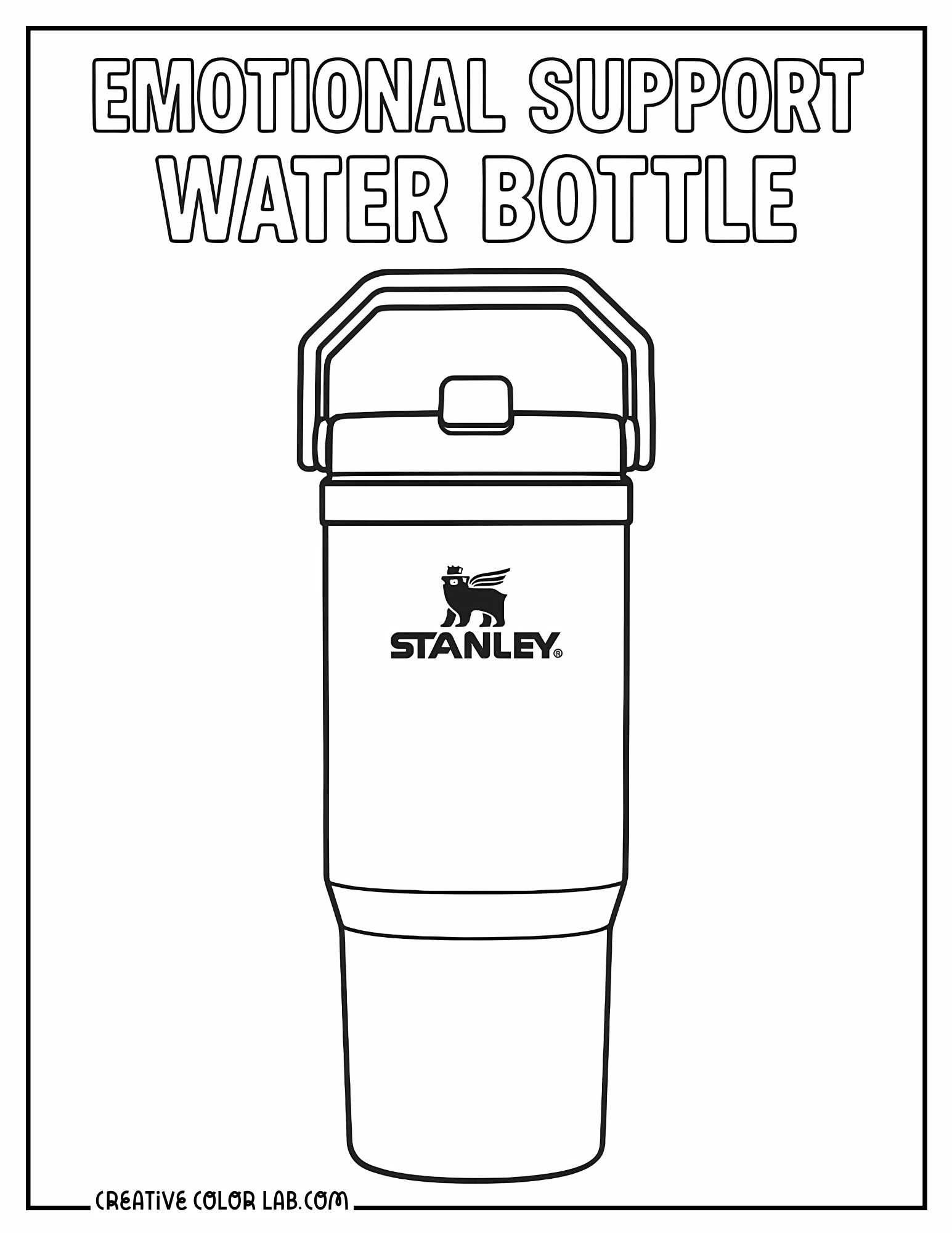 Emotional support water bottle coloring page.