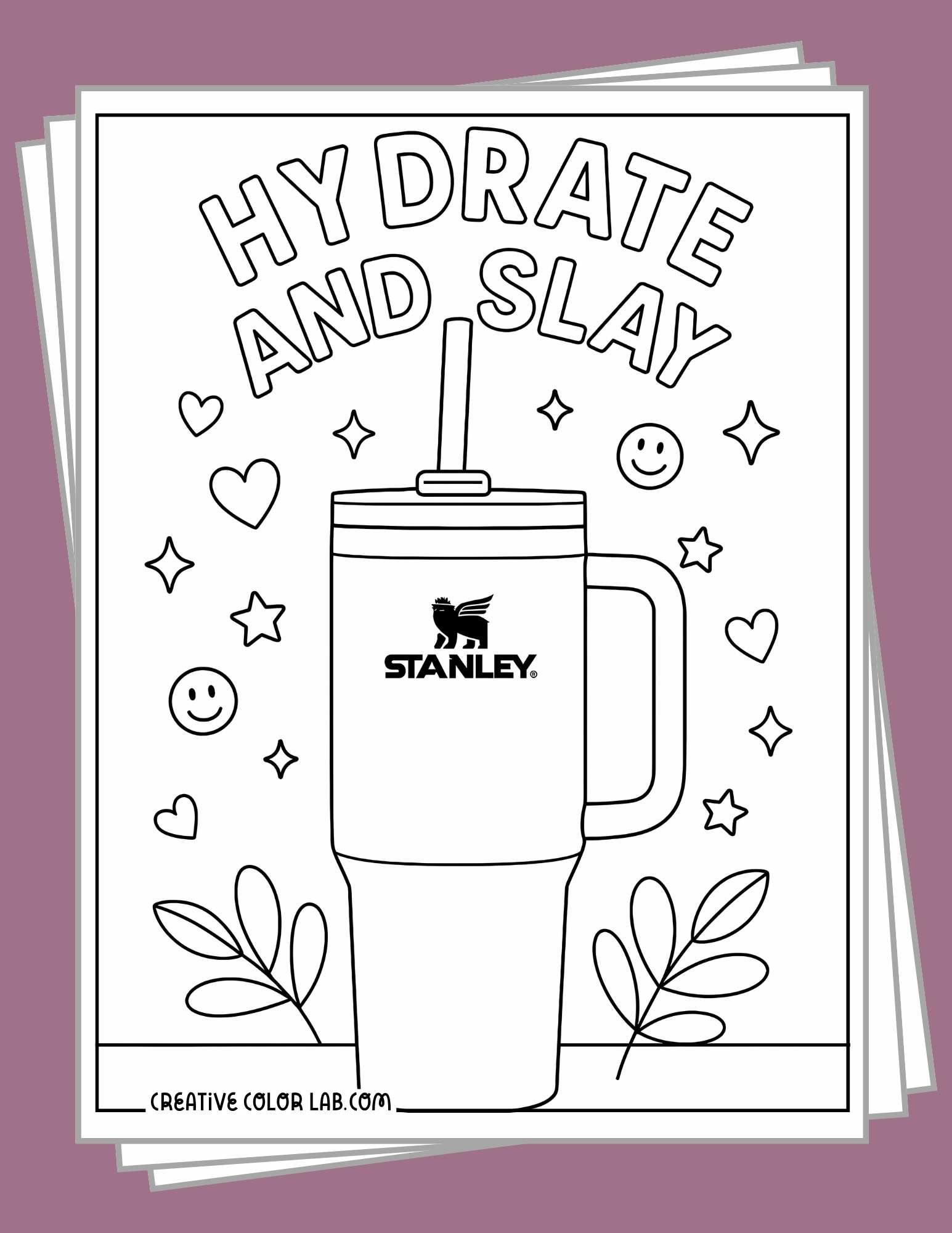 Stanley Cup Coloring Pages Tumbler Printable PDFs