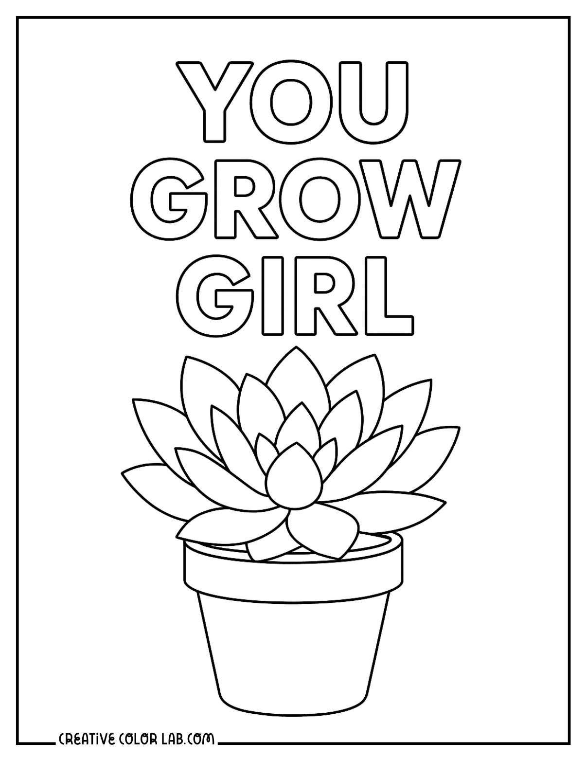 A succulent in a pot coloring page.